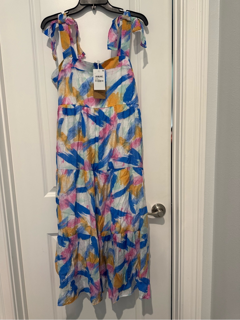 Blu Pepper Blue Multi Watercolor Print Dress